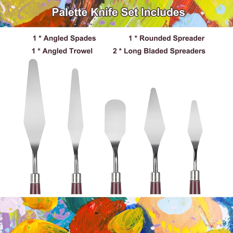 LIERFIS 11 Pcs Palette Knife Set, 5 Pcs Stainless Steel Palette Knives and 6 Pcs Plastic Scrapers, Painting Accessories for Oil Acrylic Canvas Painting Color Mixing Thick Paint Applications (Purple) - Image 4
